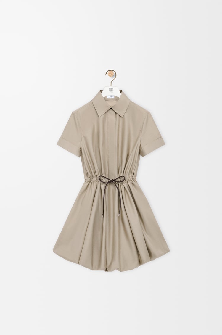LOEWE Short sleeve dress in cotton and silk Beige