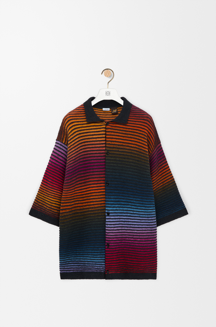 LOEWE Camisa de manga corta en mezcla de algodón Multicolor/Negro