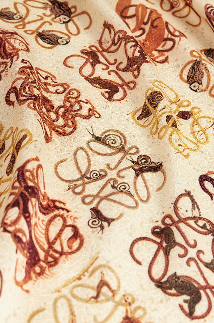 LOEWE Animal print scarf in wool, cotton and silk Multicolor