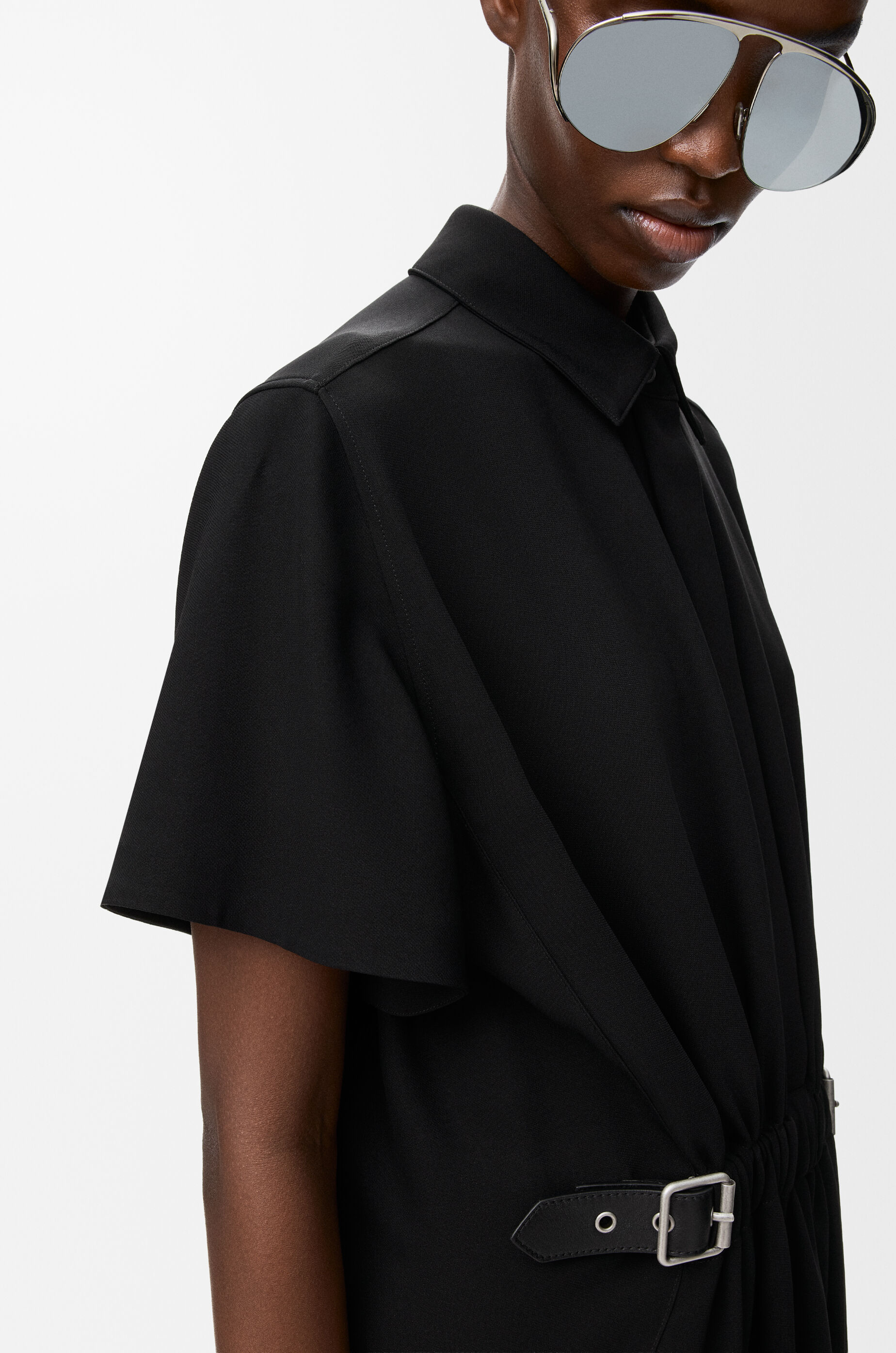 Belted dress in stretch viscose Black - LOEWE