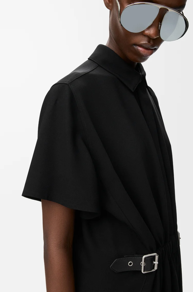LOEWE Belted dress in stretch viscose Black