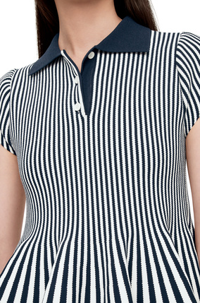 LOEWE Striped mini dress in viscose blend knit Navy/White