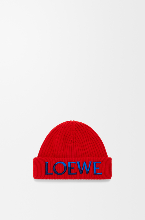 LOEWE Gorro LOEWE en lana Rojo/Azul