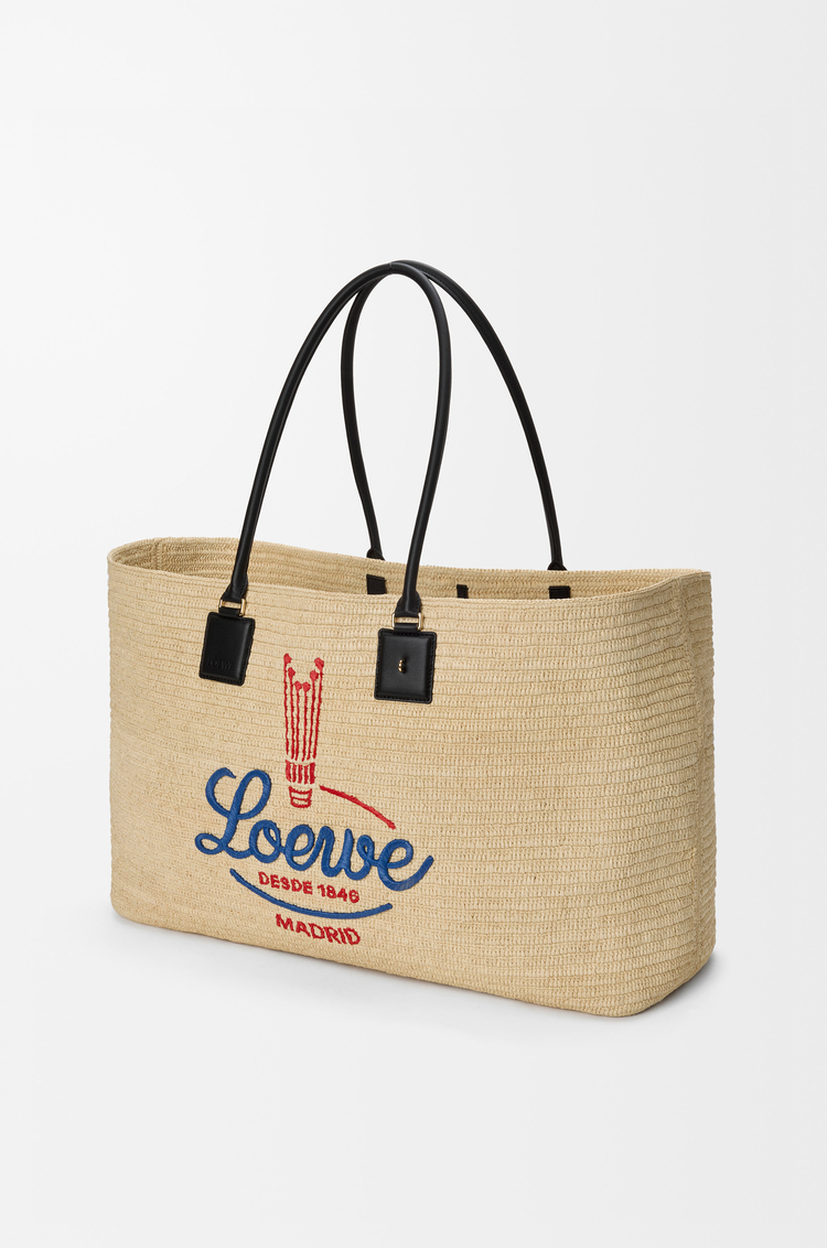 LOEWE XL Verano tote in raffia White/Multicolor