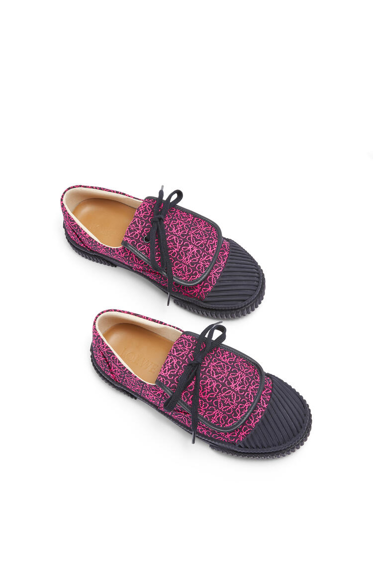 LOEWE Flap sneaker in Anagram jacquard and calfskin Neon Pink/Deep Navy