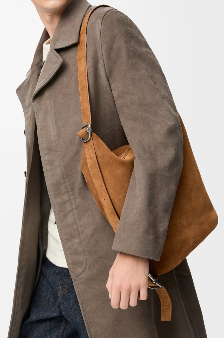 LOEWE Loop bucket in suede calfskin Tobacco