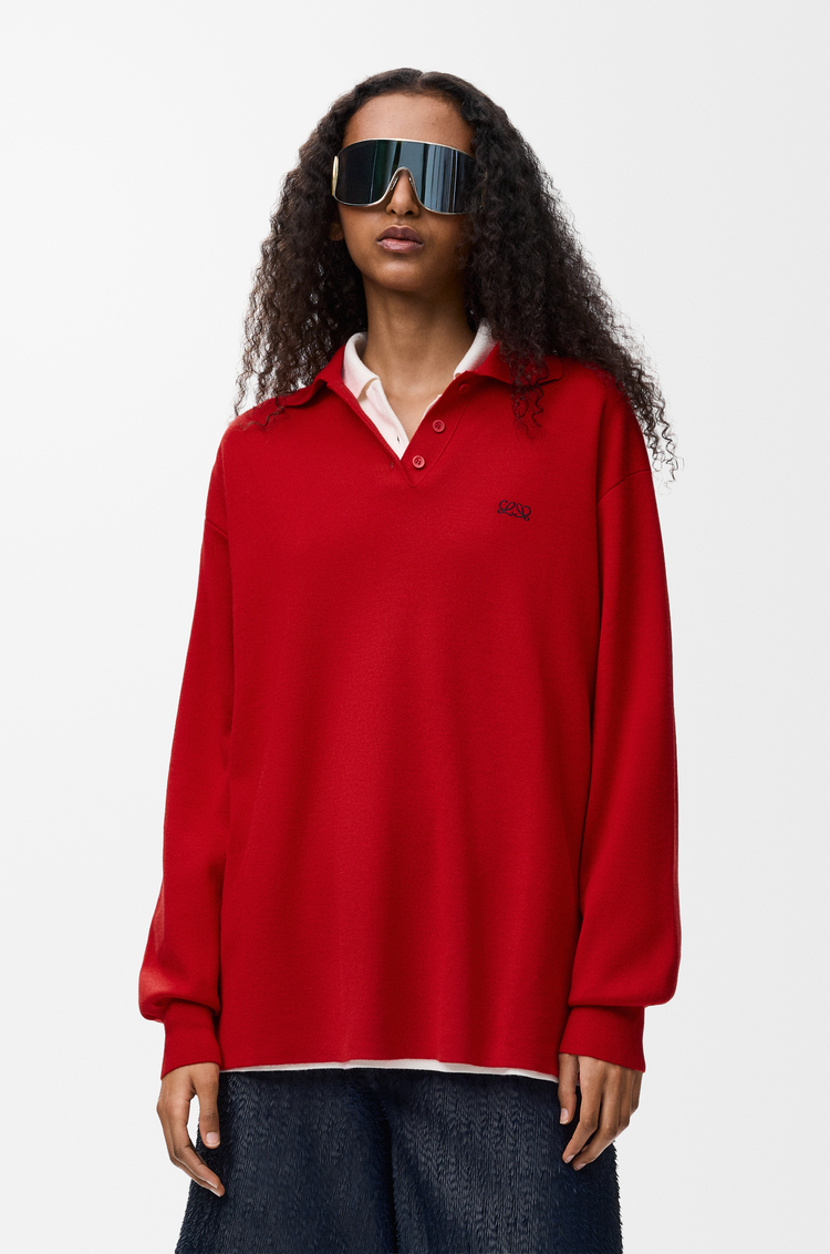 LOEWE Polo sweater in cashmere and silk blend Red
