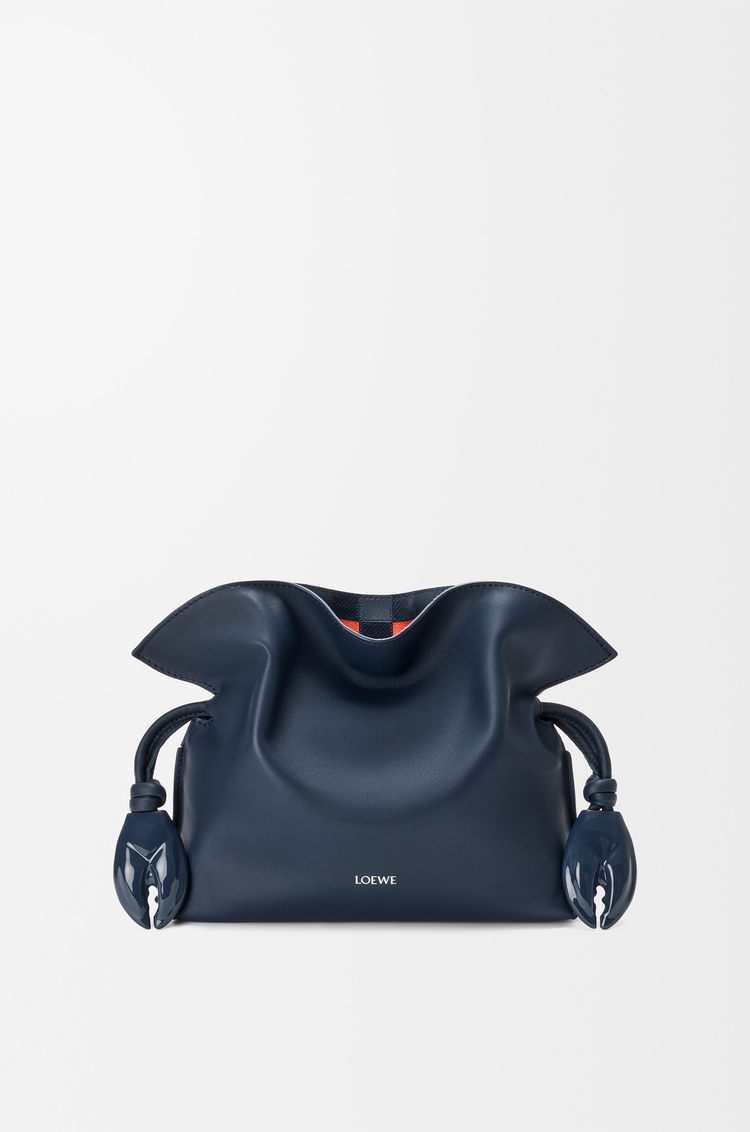 LOEWE Mini Flamenco clutch in nappa calfskin and check intarsio Deep Navy/Multicolor