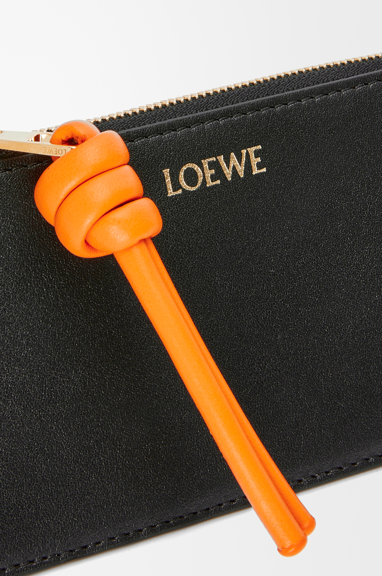 LOEWE 노트 코인 카드홀더 - 샤이니 나파 카프스킨 블랙/브라이트 오렌지