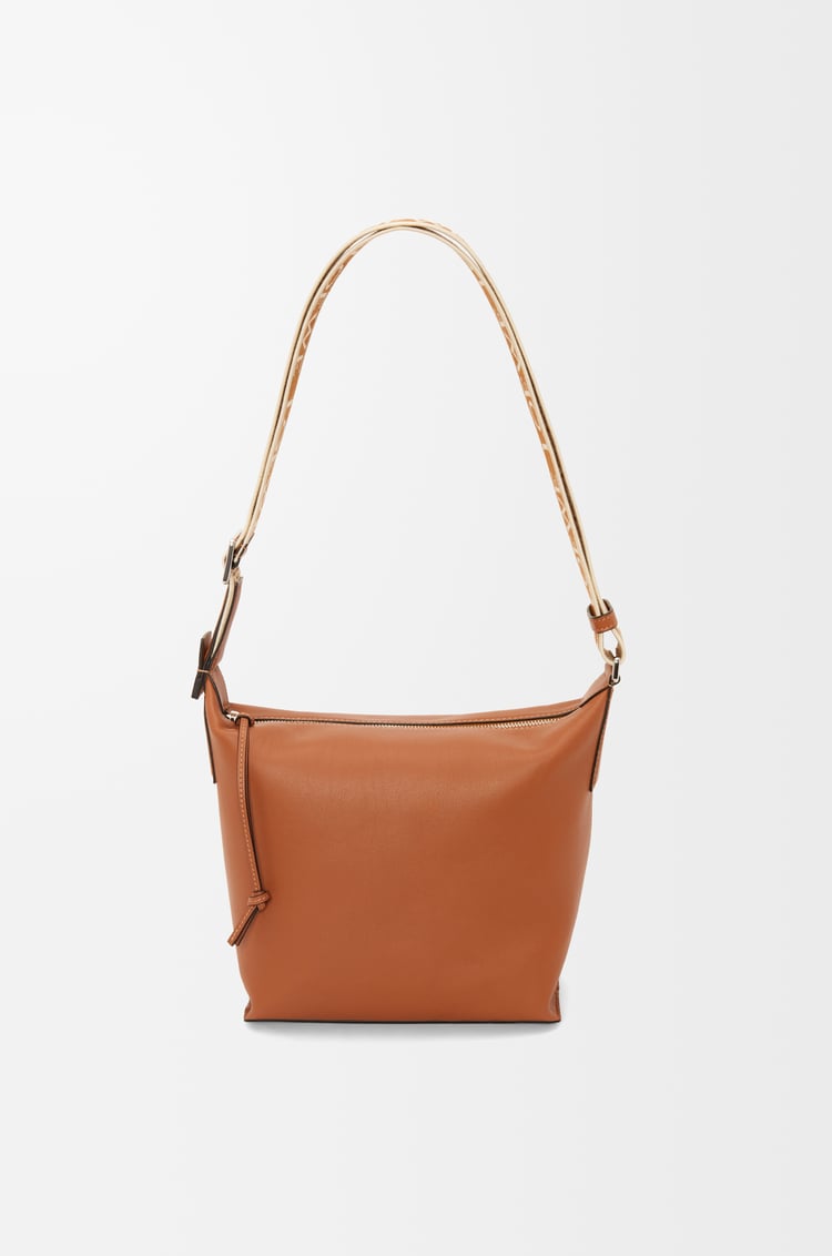 LOEWE Small Cubi crossbody bag in supple smooth calfskin and jacquard Tan