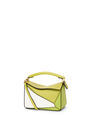 LOEWE Mini Puzzle bag in classic calfskin Lime Yellow/White