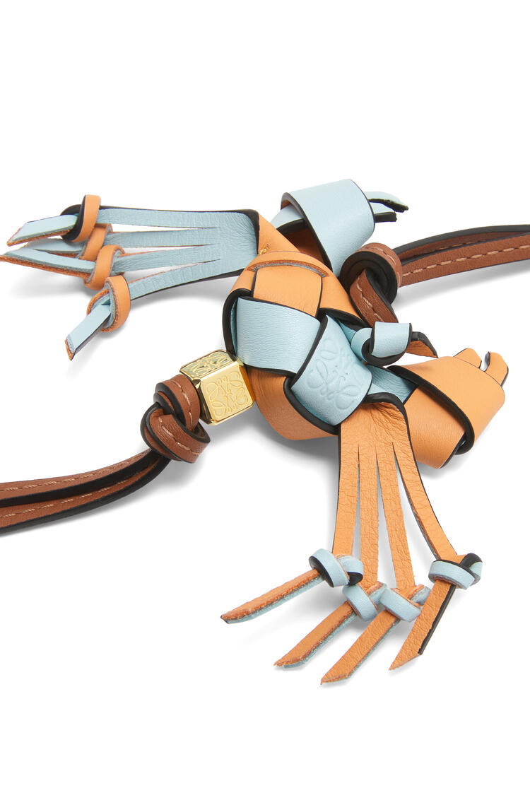 LOEWE Crab charm in calfskin Soft Apricot/Crystal Blue pdp_rd