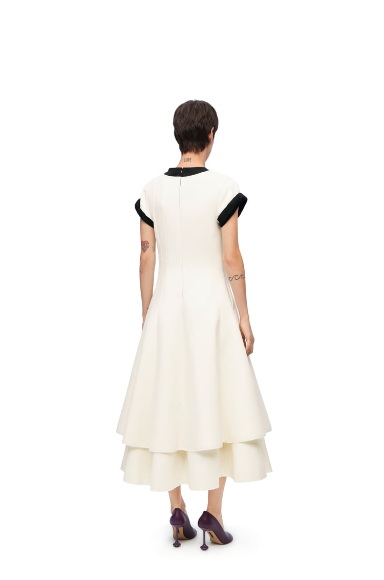 LOEWE Double layer dress in wool and cotton White