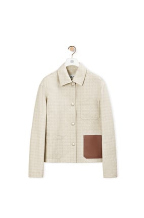 LOEWE Anagram jacquard button jacket in cotton Ecru/White