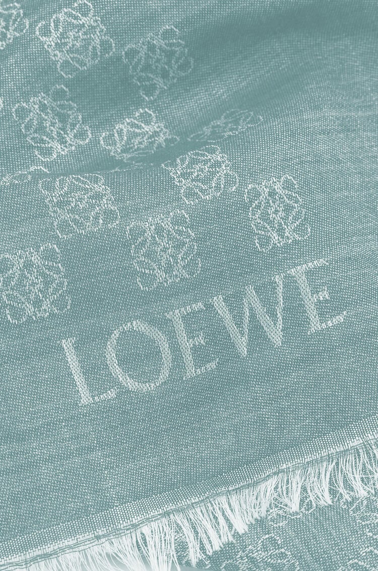 LOEWE Anagram scarf in wool and silk Grey Blue