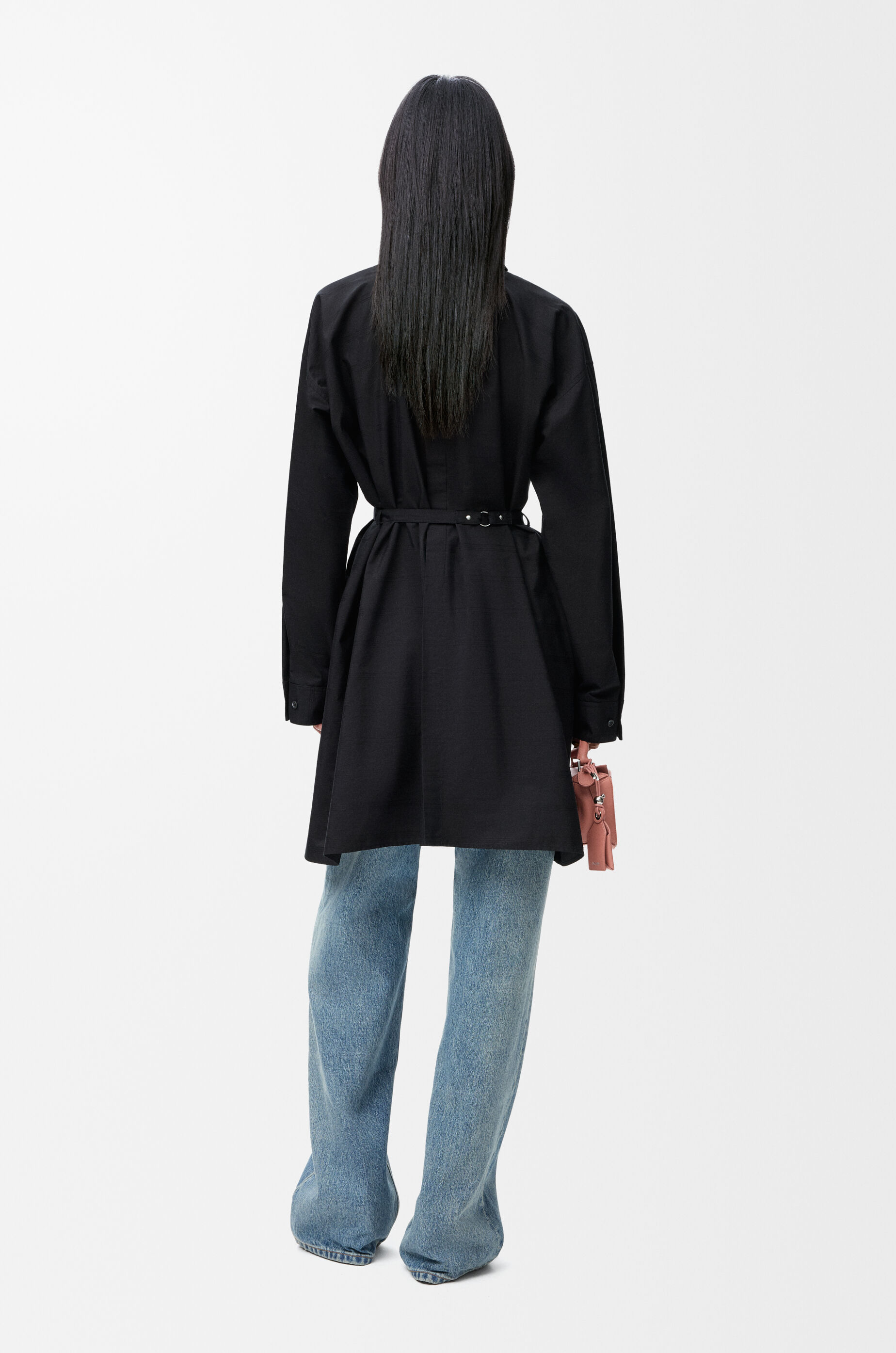 Shirt dress in silk and cotton Black - LOEWE USA Official Website