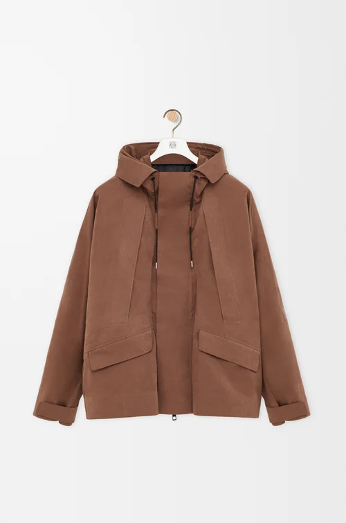 LOEWE Parka courte en coton technique Toffee