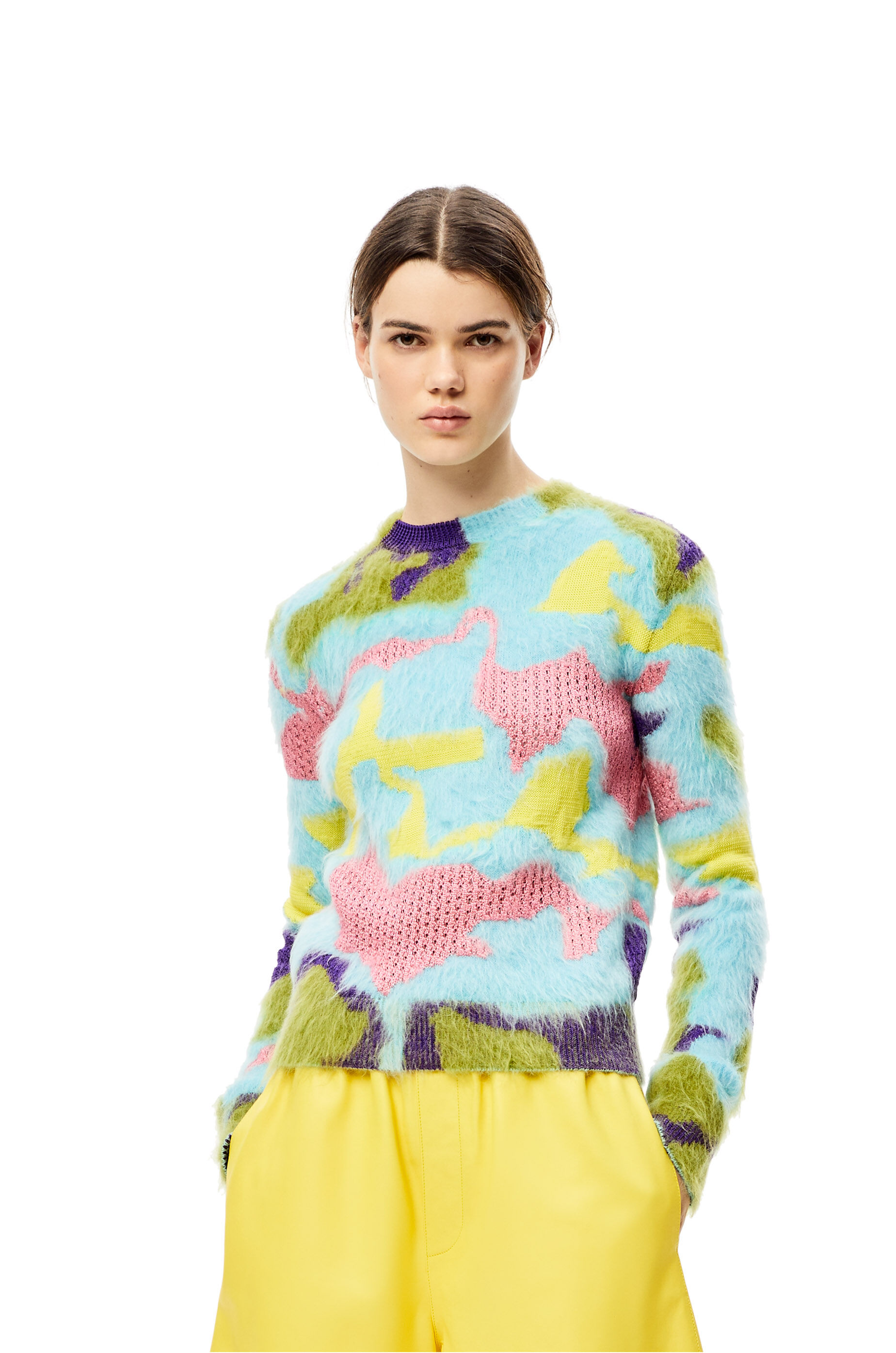 Intarsia sweater in mohair Multicolor LOEWE