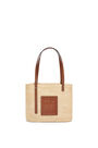 LOEWE Small Square Basket bag in raffia and calfskin Natural/Pecan pdp_rd