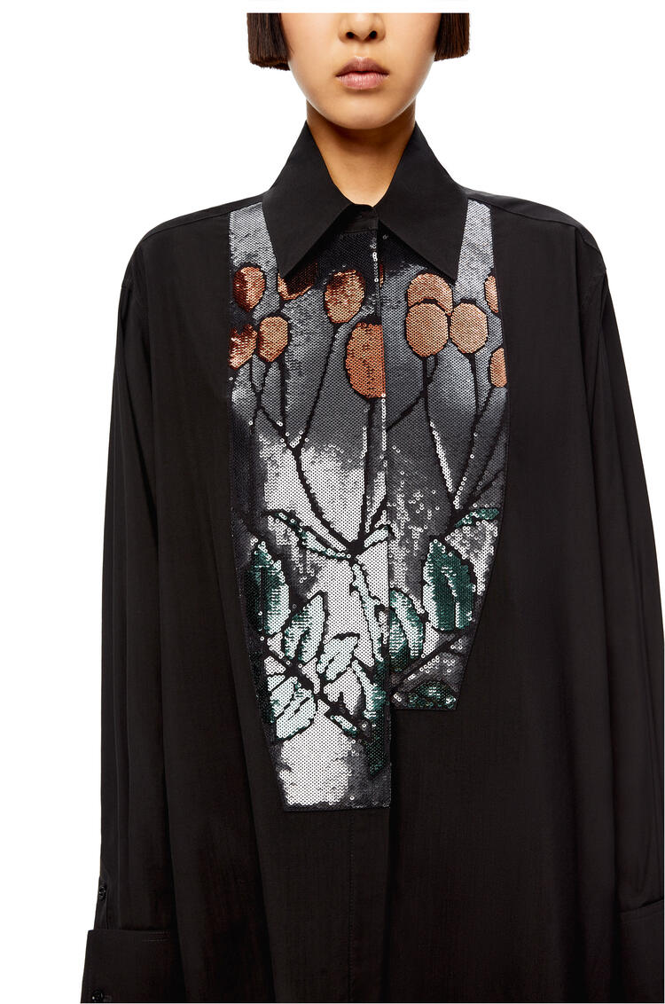 LOEWE Embroidered shirt dress in wool Black pdp_rd