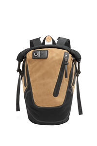 LOEWE Technical backpack in recycled canvas and suede Black/Dark Gold