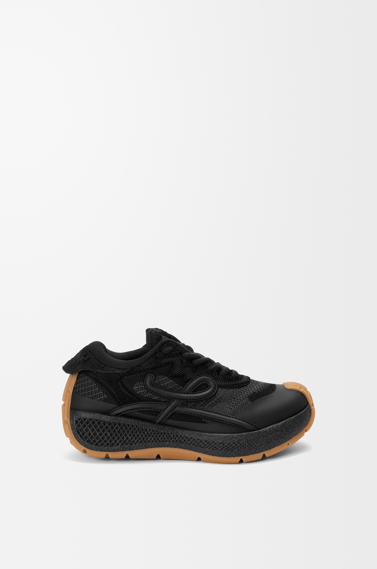 LOEWE Pogo sneaker in technical knit and suede Black/Honey