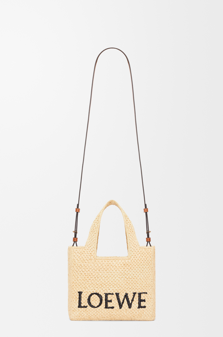 LOEWE Small LOEWE Font tote in raffia Natural
