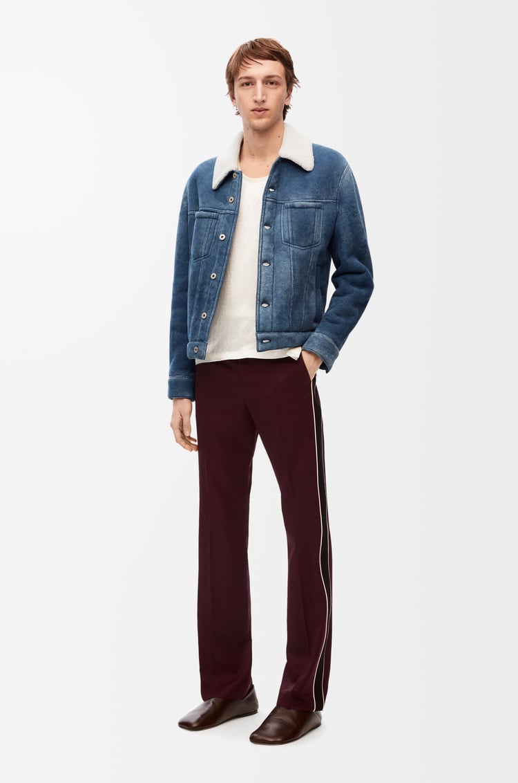 LOEWE Chaqueta en lana de oveja Blanco/Azul Índigo