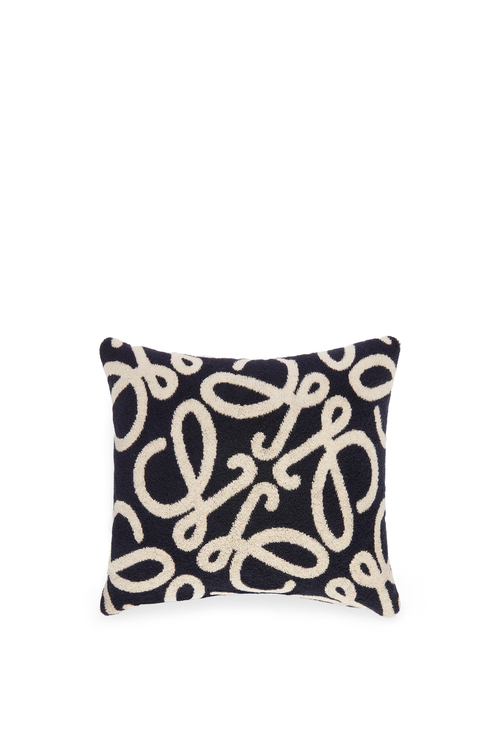 LOEWE Cushion in cotton Navy Blue/Beige