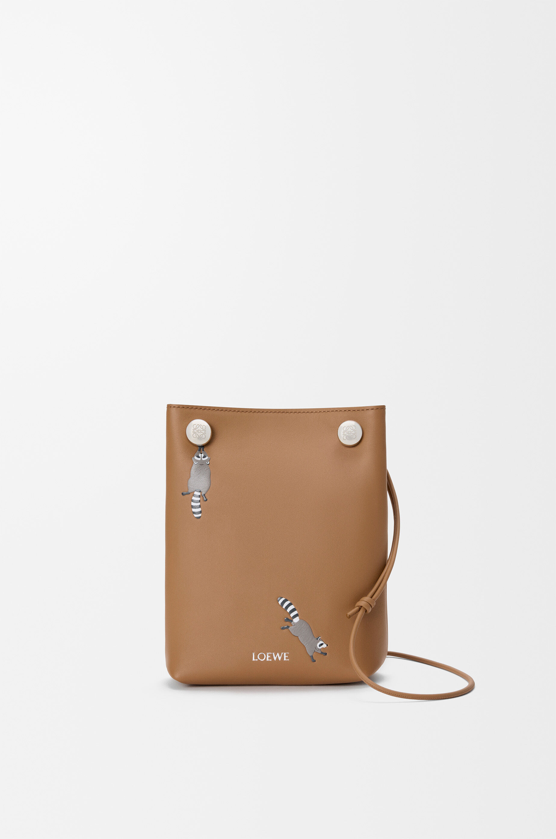 Raccoon Pebble pouch in nappa calfskin ブラウン - LOEWE Japan