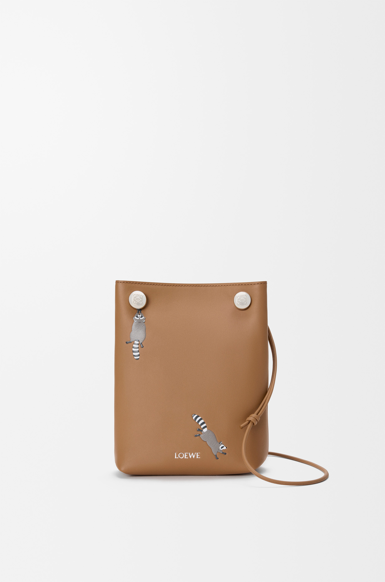 LOEWE Raccoon Pebble pouch in nappa calfskin モカ