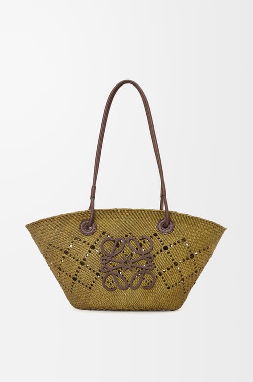 LOEWE アナグラム バスケットバッグ スモール（イラカヤシ&カーフ） オリーブ/チェスナット