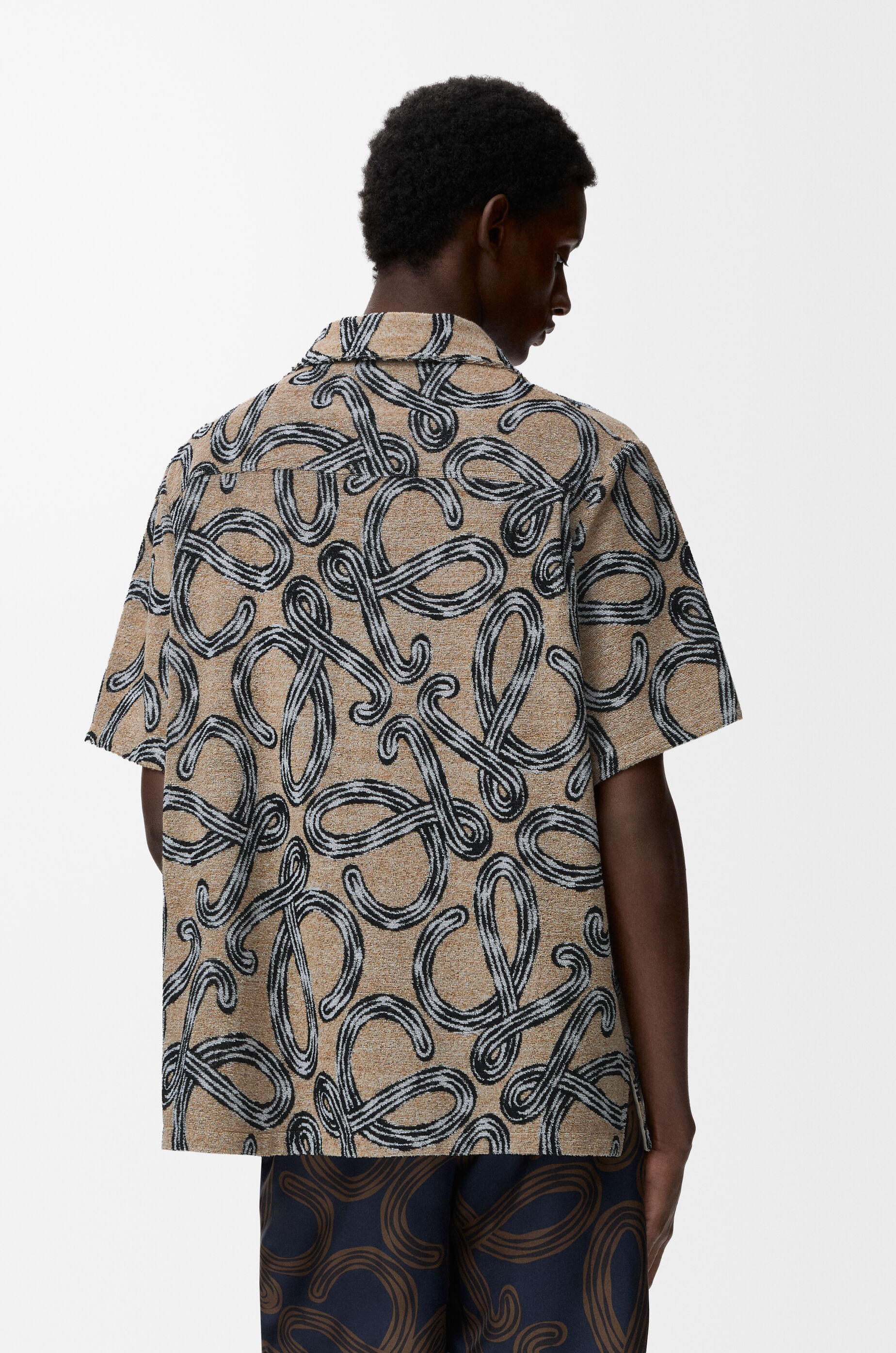 Short sleeve shirt in terry cotton jacquard Beige - LOEWE USA