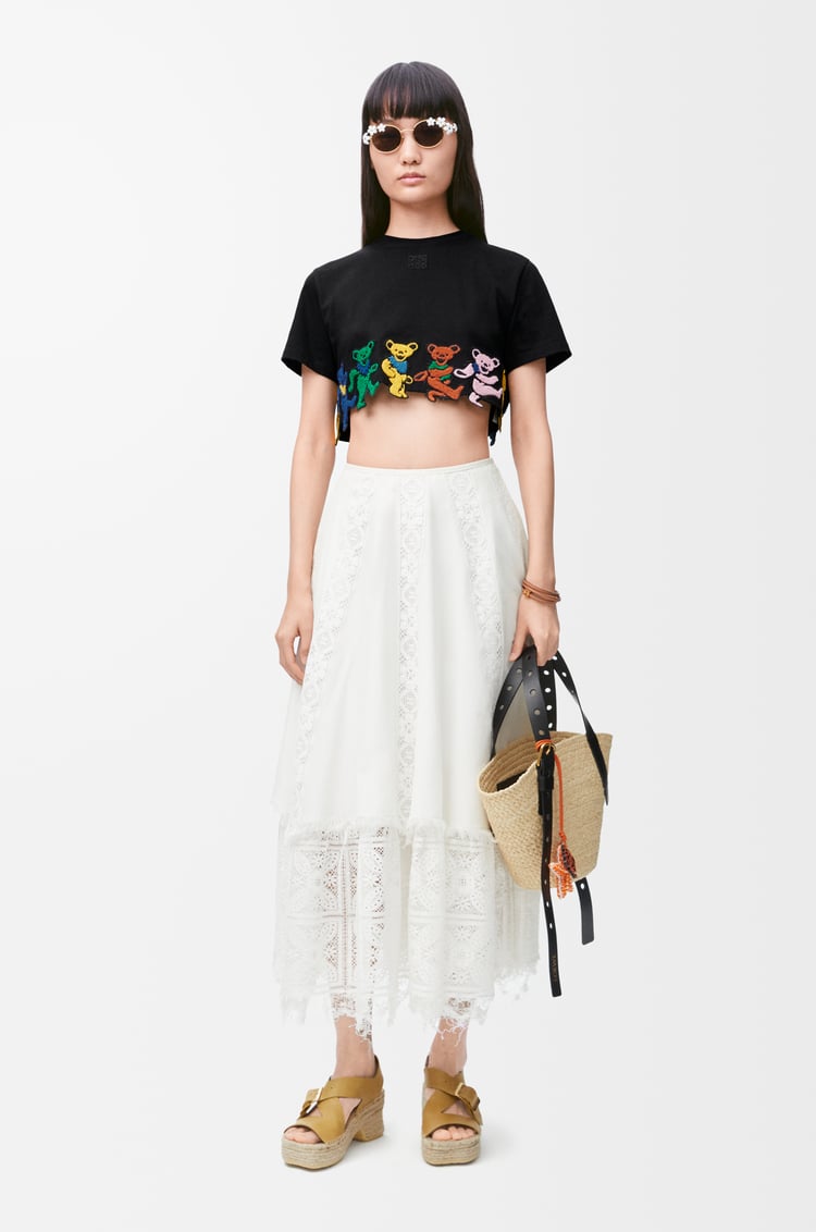 LOEWE Cropped T-shirt in cotton Black/Multicolor