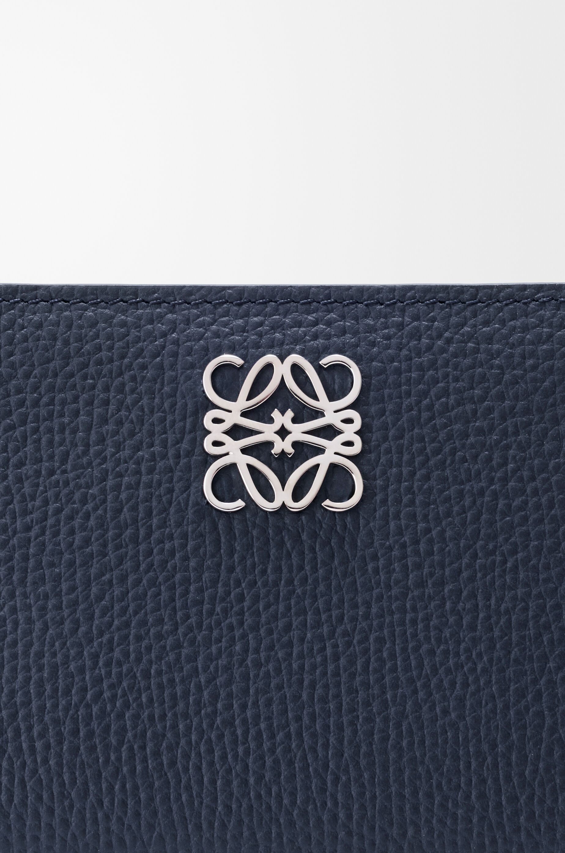 Anagram compact wallet in pebble grained calfskin Blue - LOEWE USA