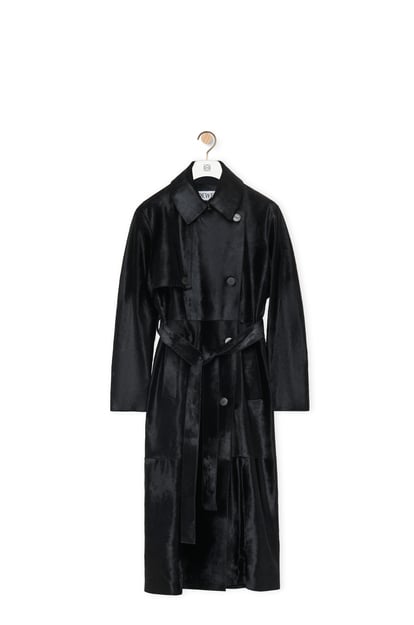LOEWE Trench coat in hairy calfskin 黑色 plp_rd