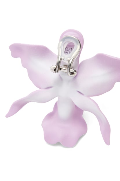 LOEWE Orecchino a clip orchidea Maruja Mallo in metallo verniciato Pink/Silver plp_rd