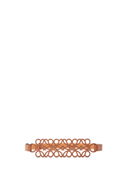 LOEWE Anagram cut-out belt in smooth calfskin Tan/Gold