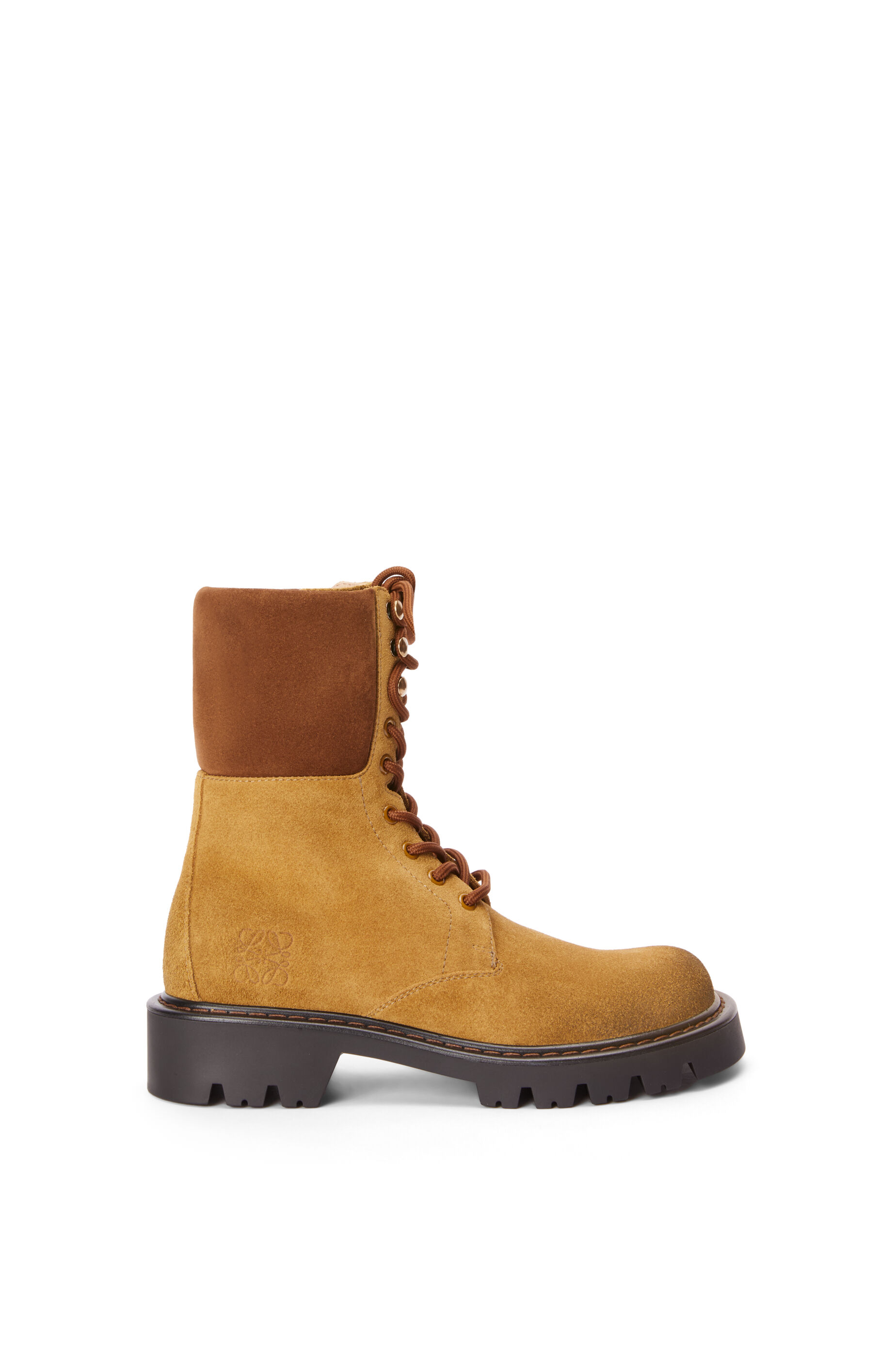 Sierra combat boot in suede Medium Tabacco Brown LOEWE