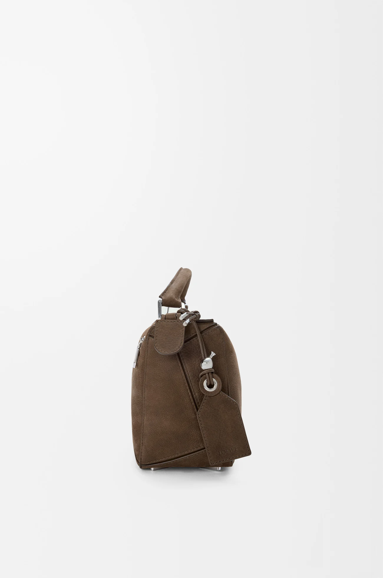 LOEWE Borsa Featherlight Puzzle piccola in nabuk granato Tundra