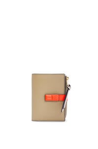 LOEWE Slim zip bifold wallet in soft grained calfskin Clay Green/Vivid Orange