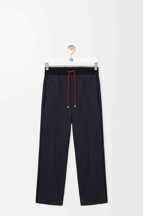 LOEWE Pantalon à liens de serrage en laine Bleu Marine Foncé
