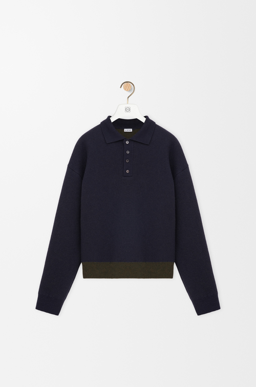 LOEWE Polo sweater in wool Navy Blue