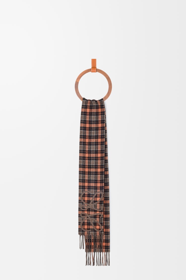 LOEWE Bufanda Anagram en seda y cashmere Marrón/Multicolor