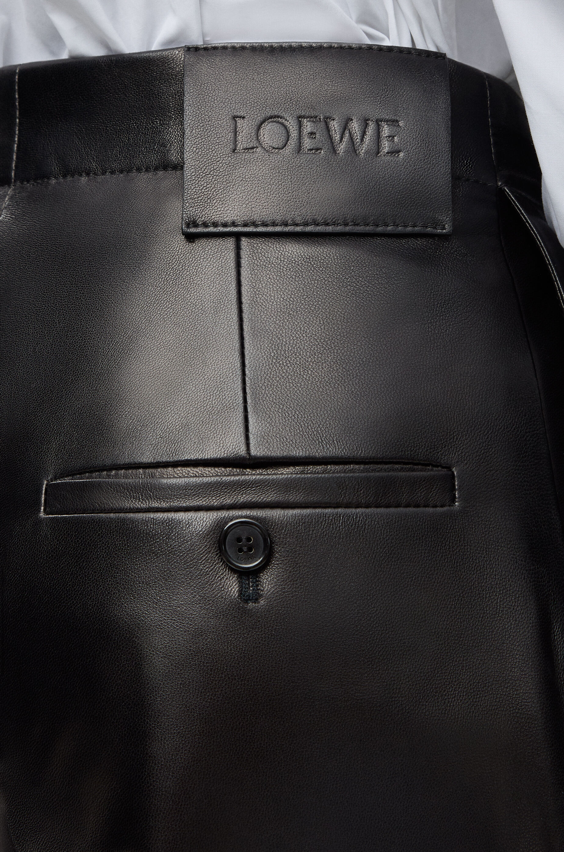 Belted trousers in nappa lambskin Black - LOEWE USA Official Website
