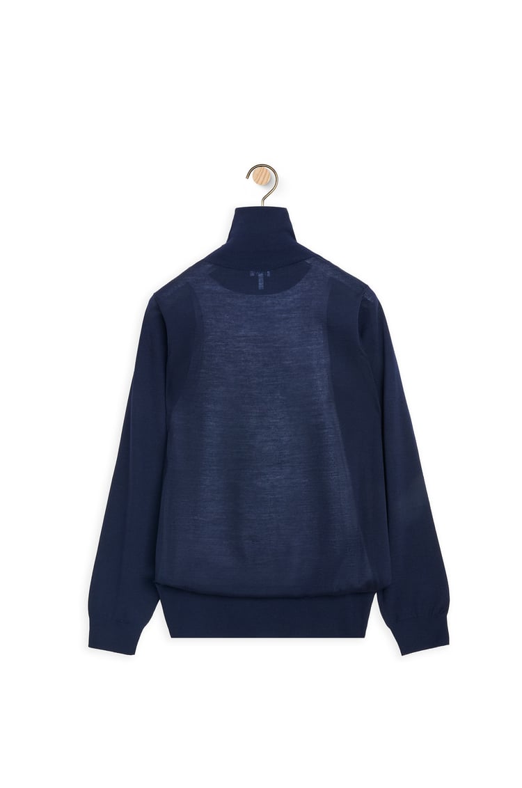 LOEWE Jersey de doble capa en lana Azul Marino/Blanco