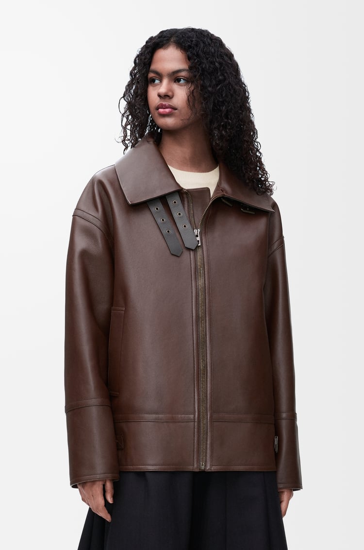 LOEWE Chaqueta de aviador en piel napa de cordero Marrón Chocolate