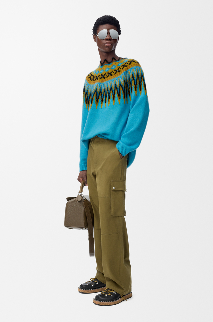 LOEWE Sweater in wool and mohair blend Blue/Multicolor