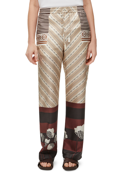 LOEWE Pantalón de tipo pijama en seda Beige Claro/Multicolor plp_rd