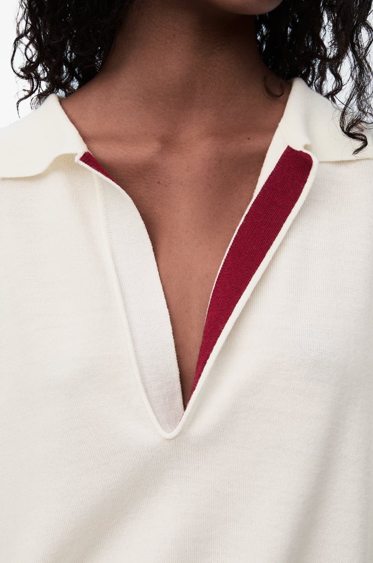 LOEWE Polo sweater in wool White/Burgundy